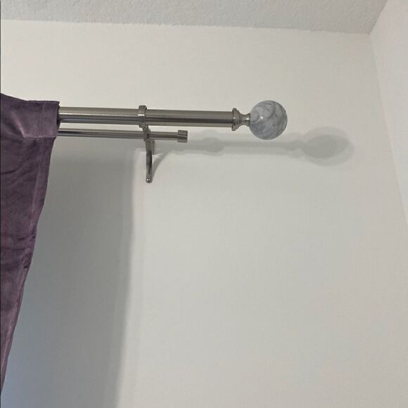 [ballard] double rod drapery kit polished nickel with marble finials - Picture 1 of 9
